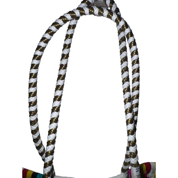 Handwoven Tote Bag With Multicolor Stripes & Button Closure - Picture 4 of 7